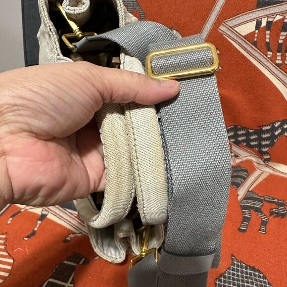 PRADA ❤️🌟WHITE DENIM CANAPA BAG WITH LONG STRAP⭐️ - Picture 2 of 15